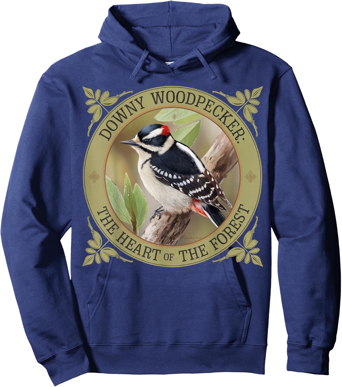 Downy Woodpecker – Nature Lover’s Bird Design Hoodie - Hoodie | Navy
