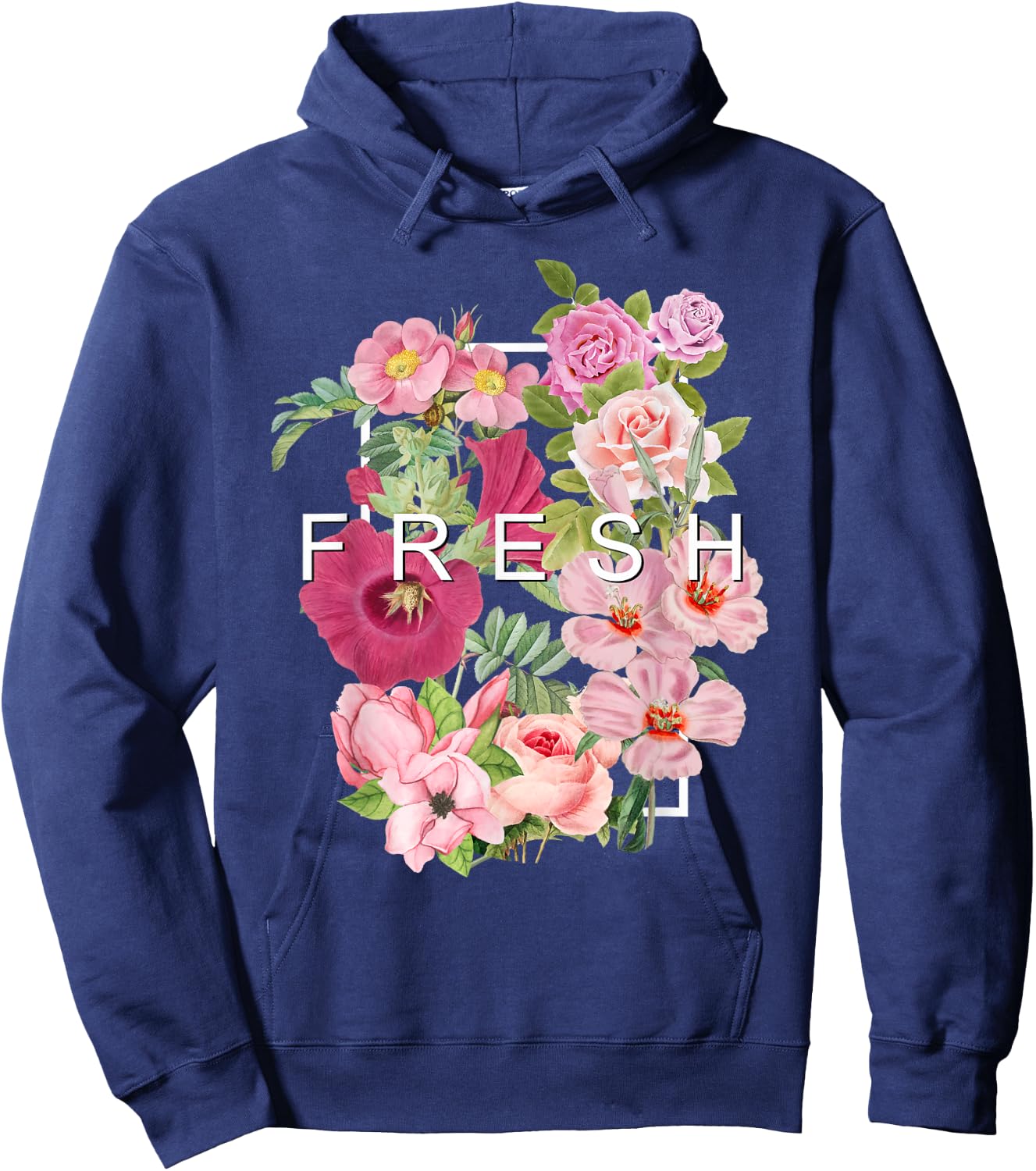 Graphique de couleur rose fleurs fraîches Hoodie - Hoodie | Navy