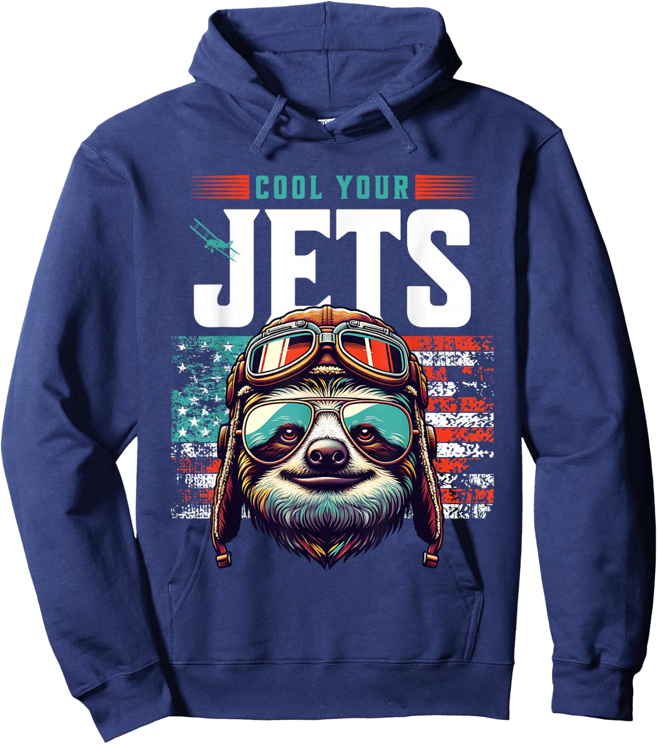Cool Your Jets Funny Sloth Aviation Pilot Humor Hoodie - Hoodie | Navy