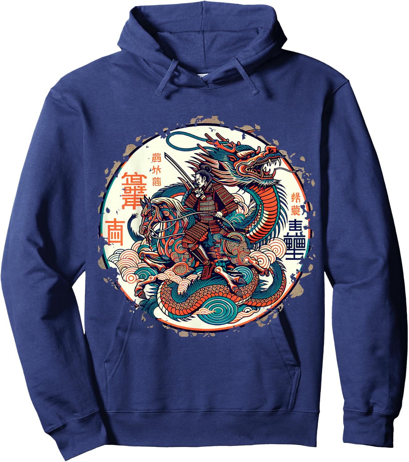 Folklore Dragon Samurai Japanese Anime , black Hoodie - Hoodie | Navy