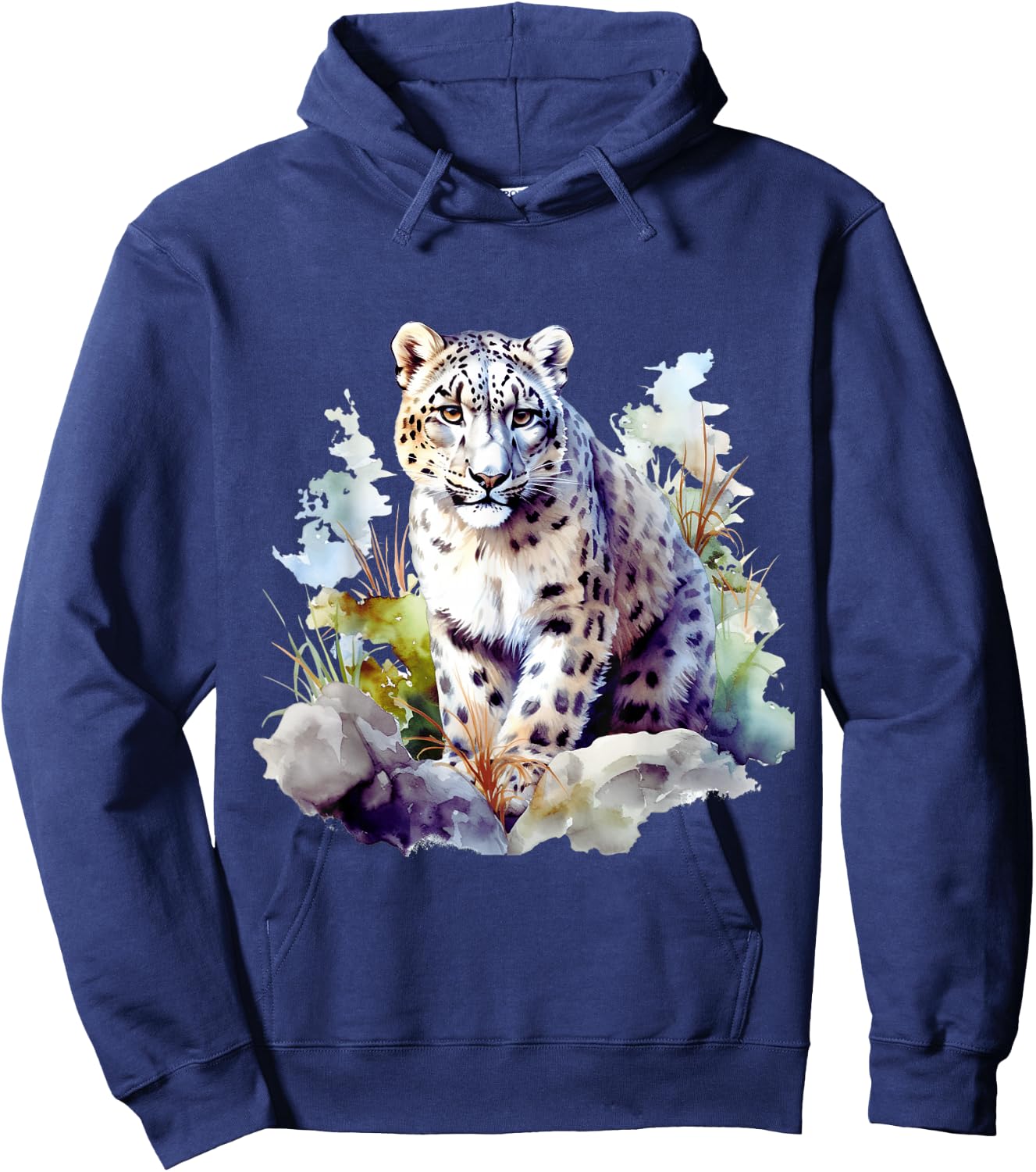 Schneeleopard Winter Mountain Big Cat Wildlife Hoodie - Hoodie | Navy