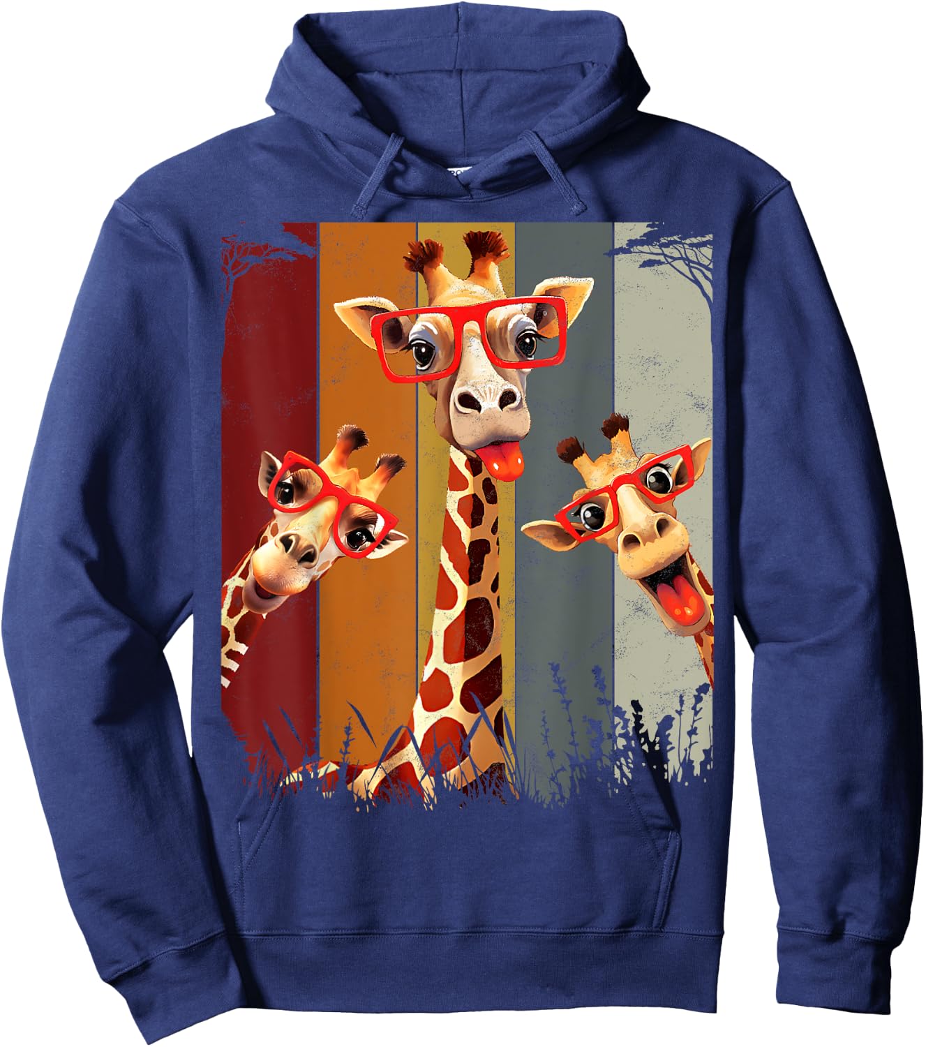 Funny Safari Animal Giraffe Shirt African Hoodie - Hoodie | Navy