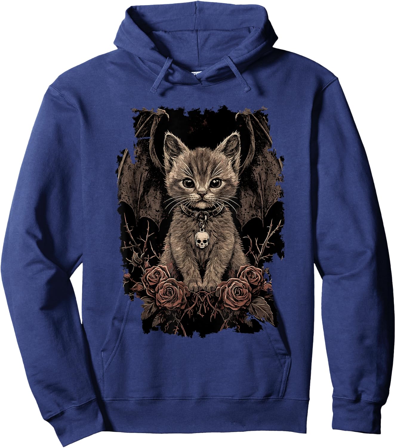 Mystic Cat with Wings - Gothic , Black, S Hoodie - Hoodie | Navy