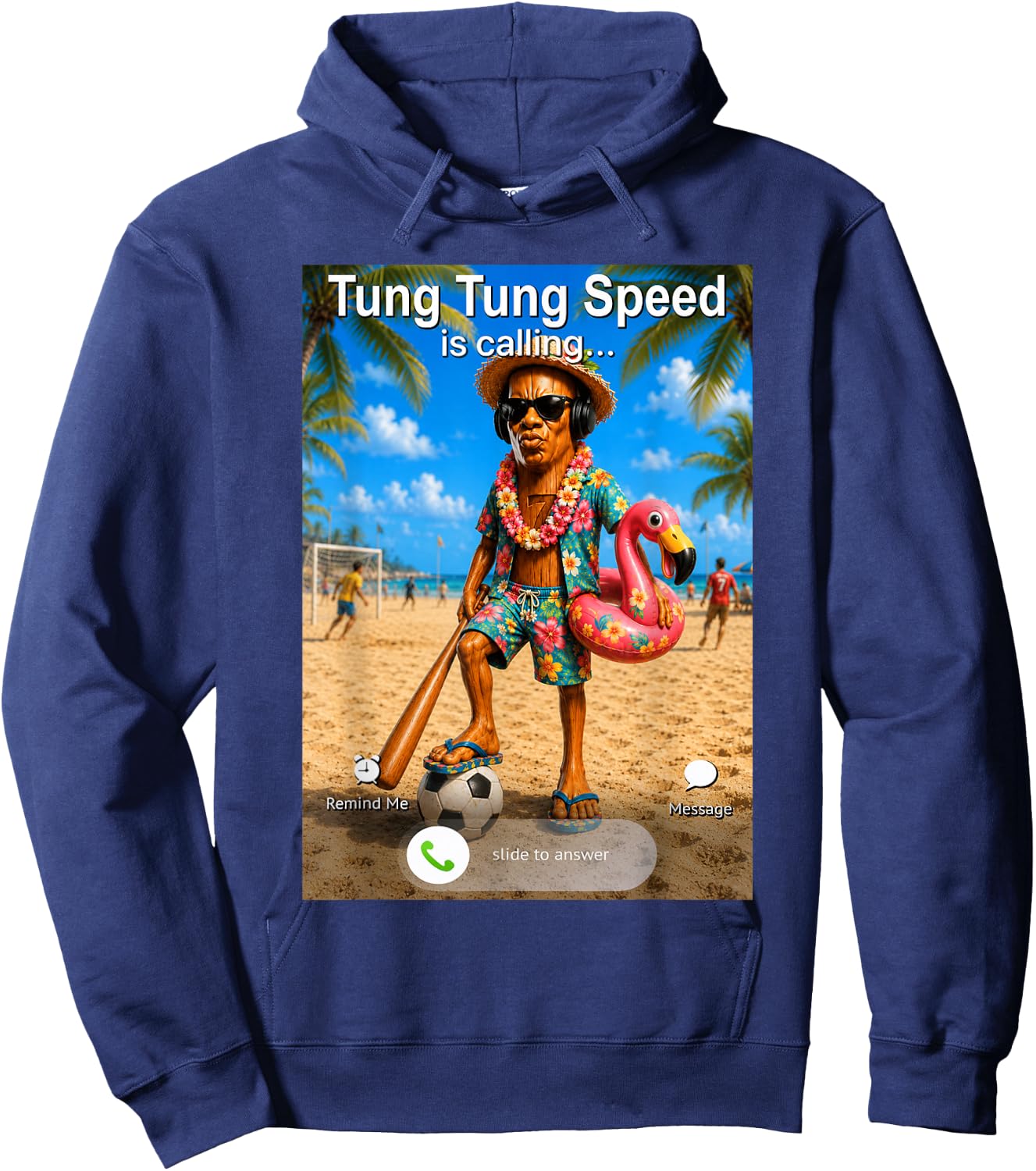 Funny Summer Holiday Tung Tung Speed is Calling Hoodie - Hoodie | Navy