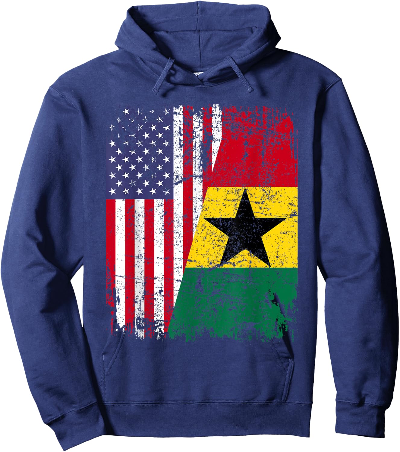 GHANAIAN ROOTS | Half American Flag | GHANA Hoodie - Hoodie | Navy