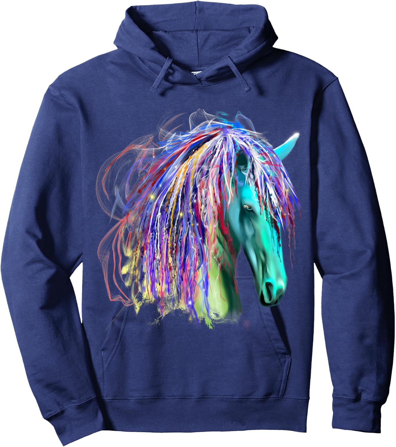 Colorful Rainbow Horse Head Shirt Hoodie - Hoodie | Navy