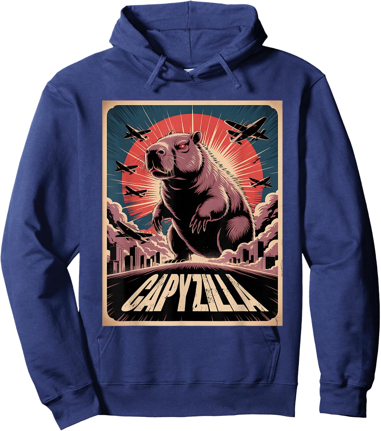 Lustiges Capyzilla Humor Tiermotiv Capybara Hoodie - Hoodie | Navy
