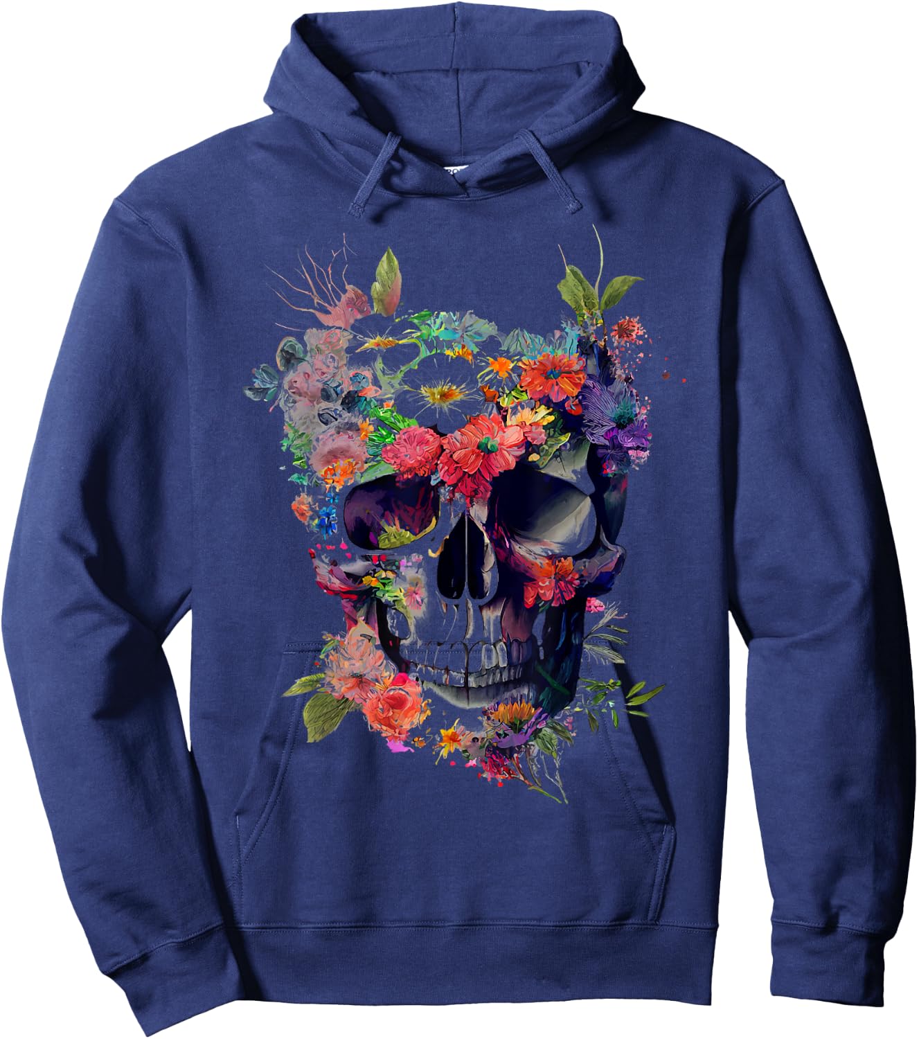 Totenkopf mit Blumen Hoodie - Hoodie | Navy