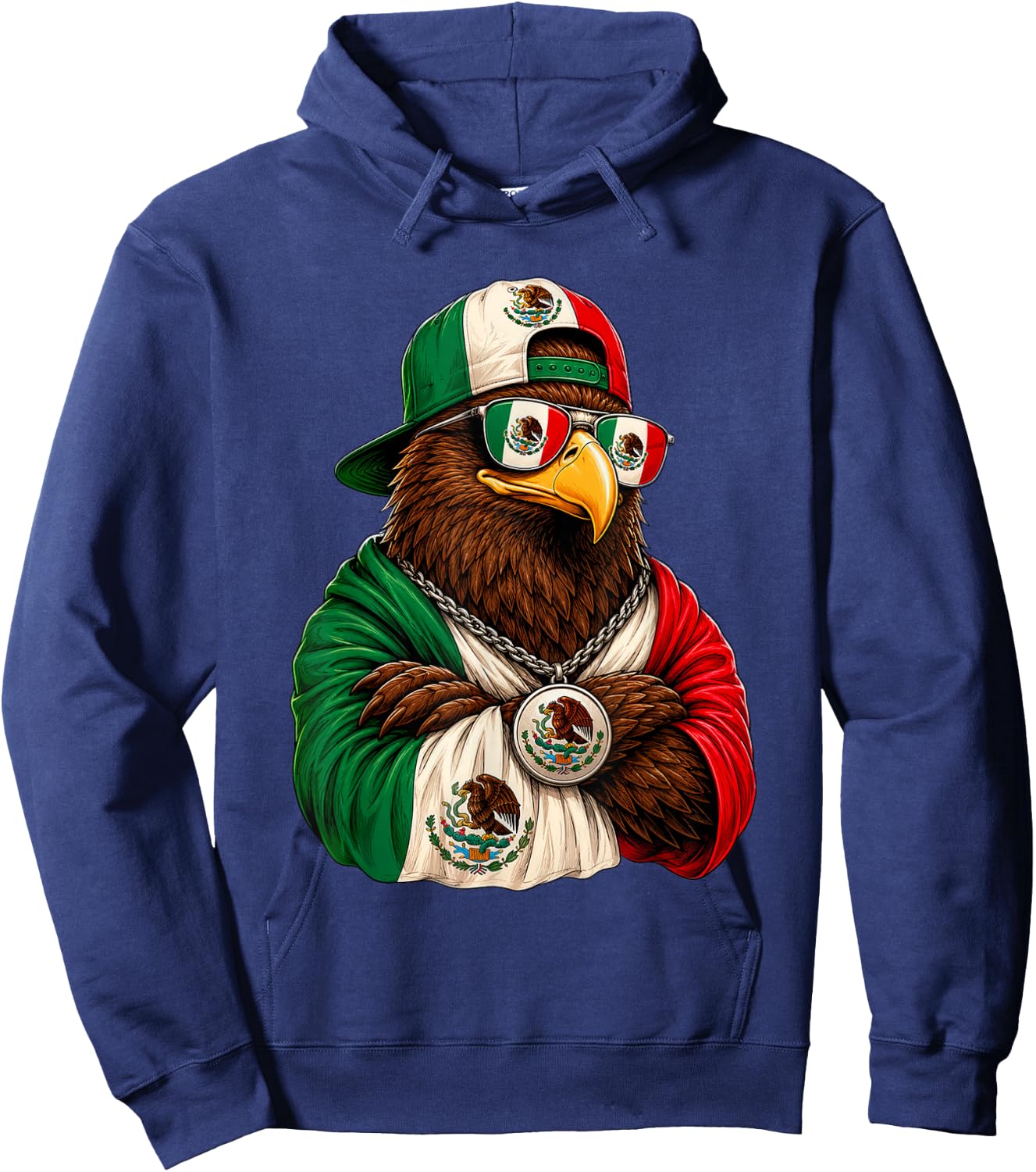 Mexico National Pride Mexican Eagle Flag Hoodie - Hoodie | Navy