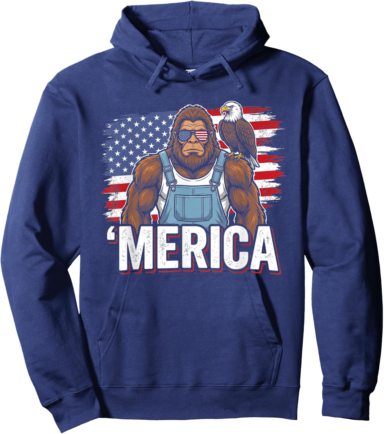 America Bigfoot Patriotic USA Eagle Sasquatch Hoodie - Hoodie | Navy