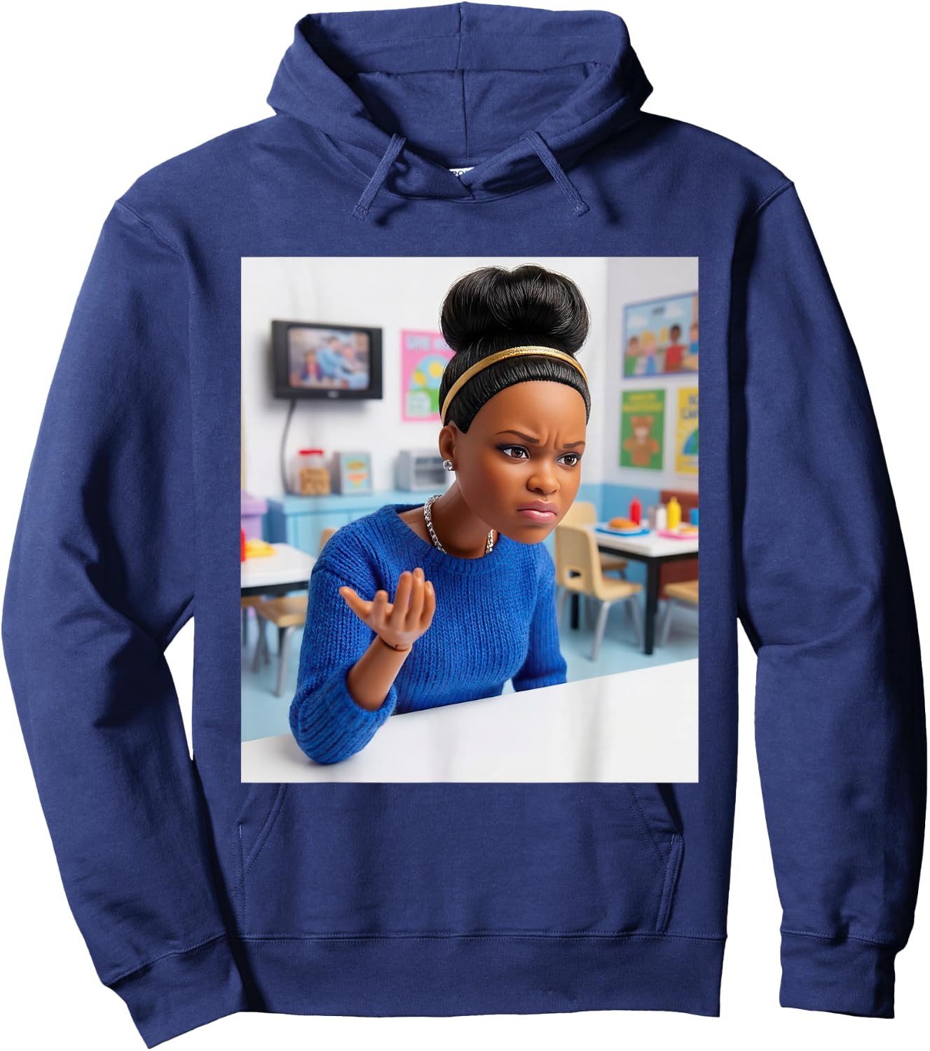 Schwarzes Puppen Humor Lustig Meme Doll Face Hoodie - Hoodie | Navy