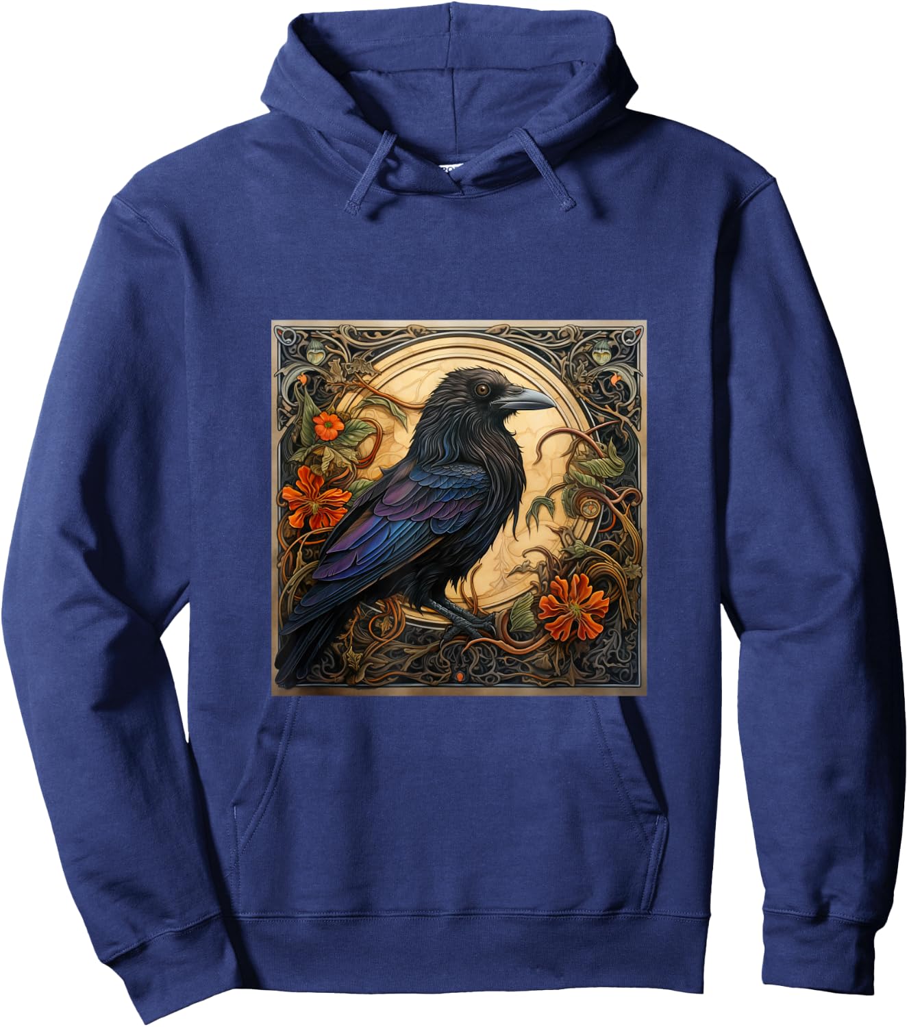 Raven Art Nouveau Abstract Hoodie - Hoodie | Navy