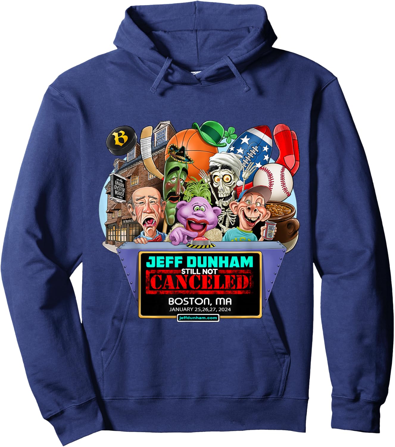 Jeff Dunham Boston, MA (2024) Hoodie - Hoodie | Navy