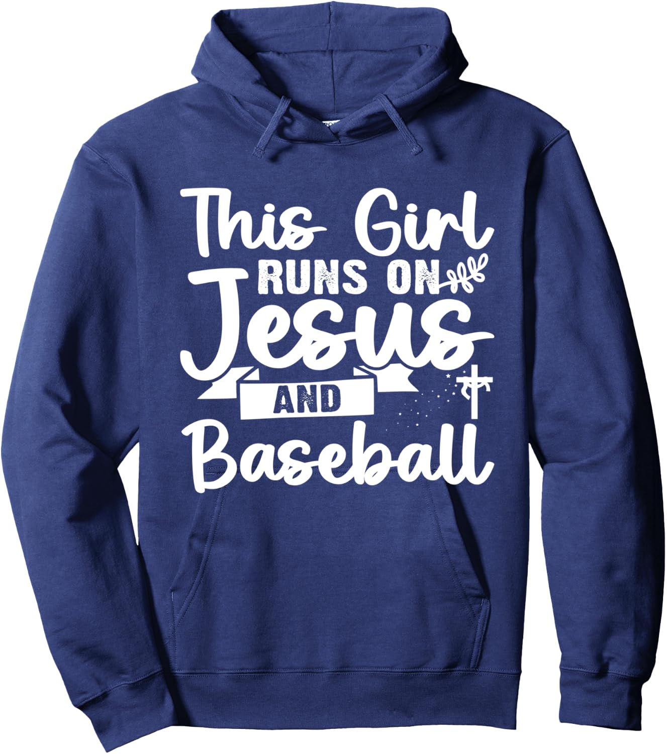 This Girl Runs On Jesus And Baseball Hoodie - Hoodie | Navy