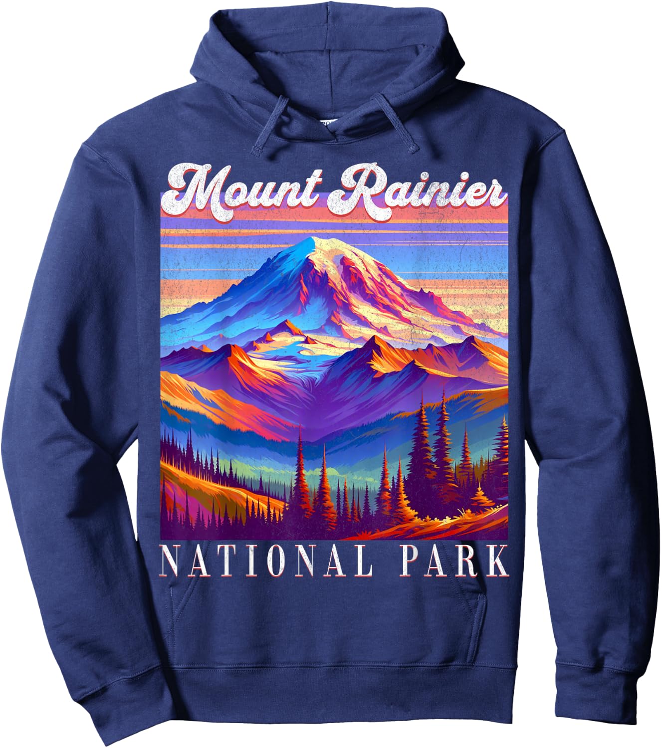 Mt. Rainier National Park Mountain Art Souvenir Hoodie - Hoodie | Navy