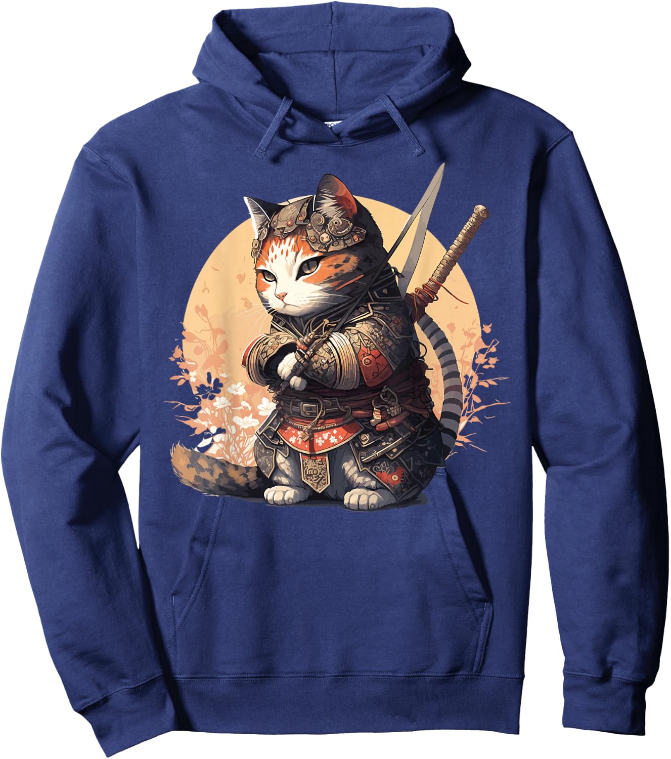 Samurai Cat Warrior Japanese Ninja Cat Kawaii Hoodie - Hoodie | Navy