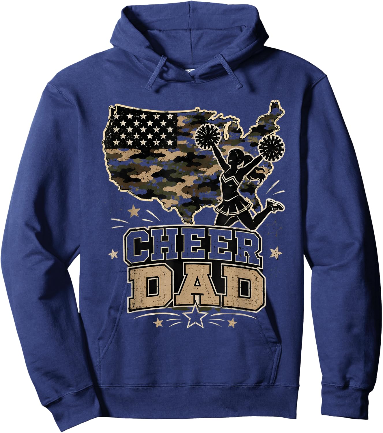 Cheer Dad Flag Pom Sports Hoodie - Hoodie | Navy