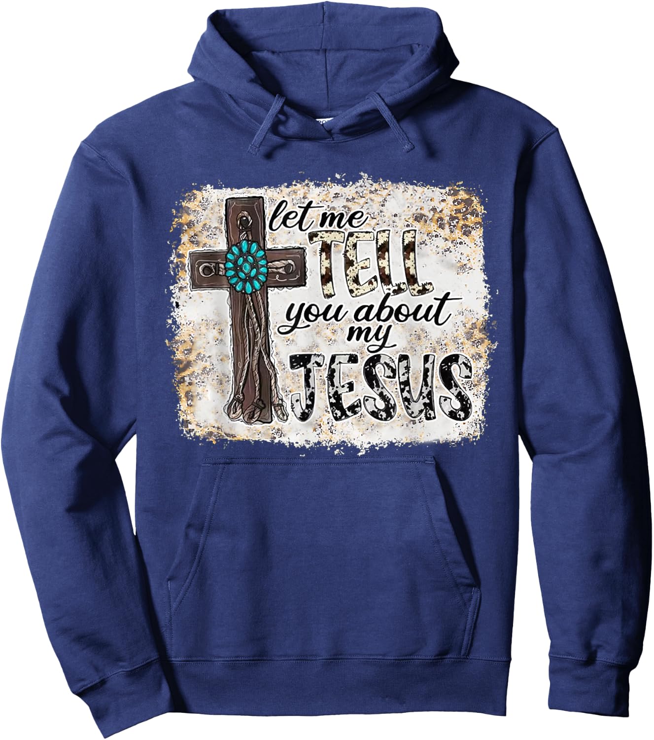 Let Me Tell You About My Jesus Leopard Hoodie - Hoodie | Navy