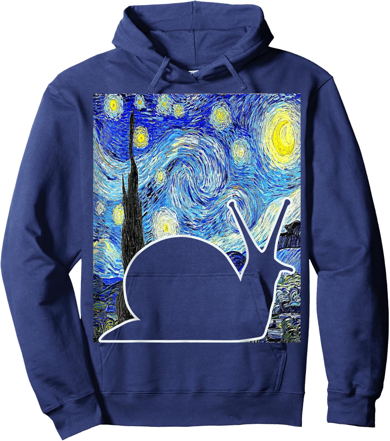 Malacologist Snail Van Gogh Famous Painting Starry Night Snail Lover Art - Women's -Kids Black Small Classic Fit Short Sleeve Cotton Blend Hoodie - Hoodie | Navy