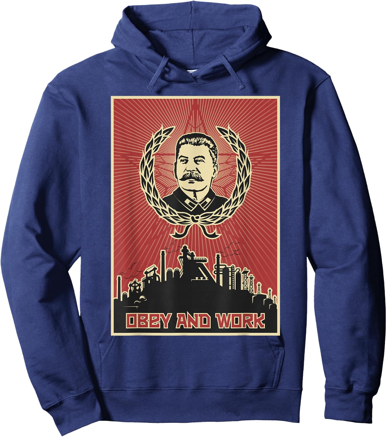 Obey and Work Stalin SOVI8 Vintage Propaganda. Hoodie - Hoodie | Navy
