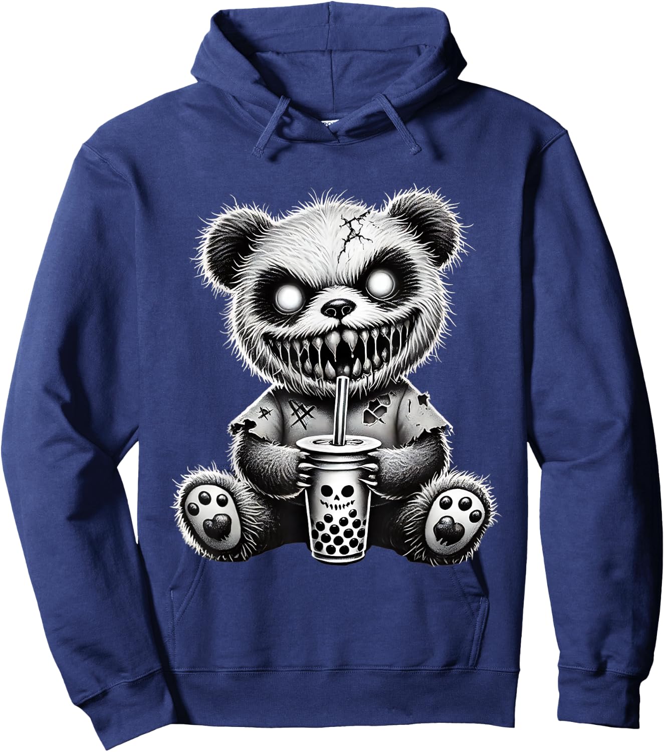 Creepy Panda Bubble Tea Halloween Hoodie - Hoodie | Navy