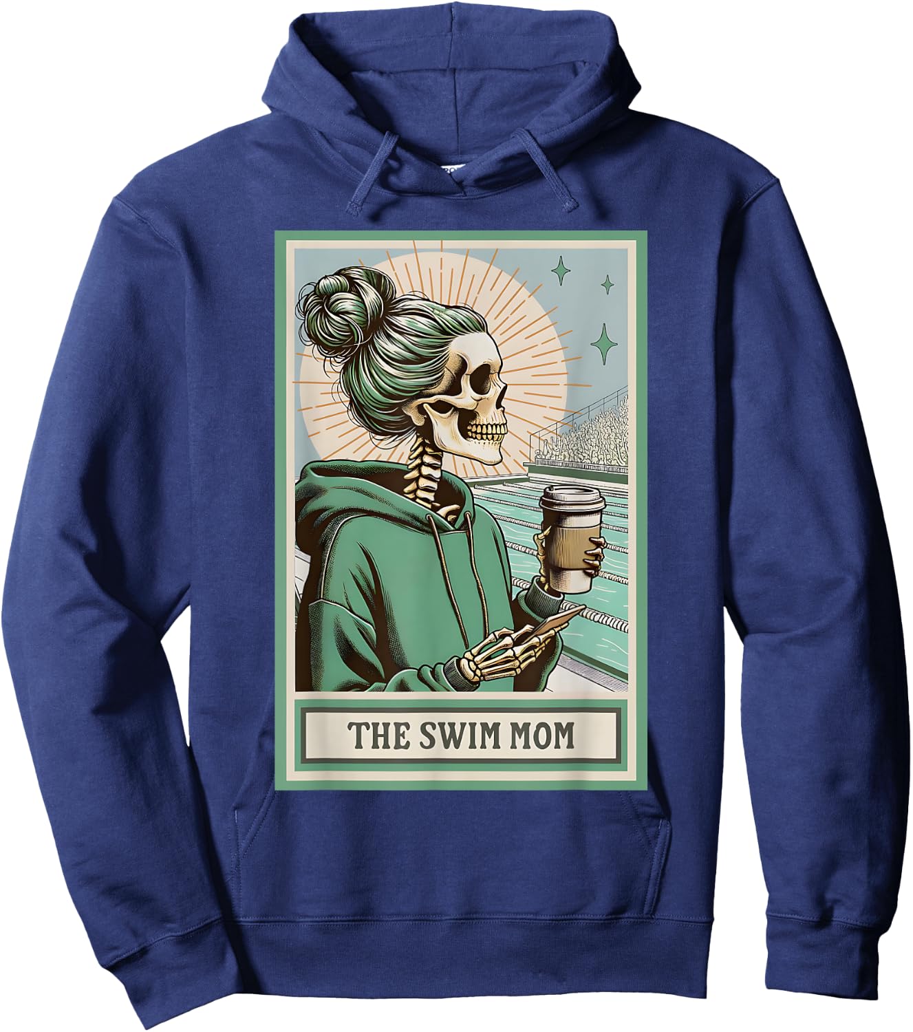 The Swim Mom Skeleton Tarot Card, Swim Mama Hoodie - Hoodie | Navy