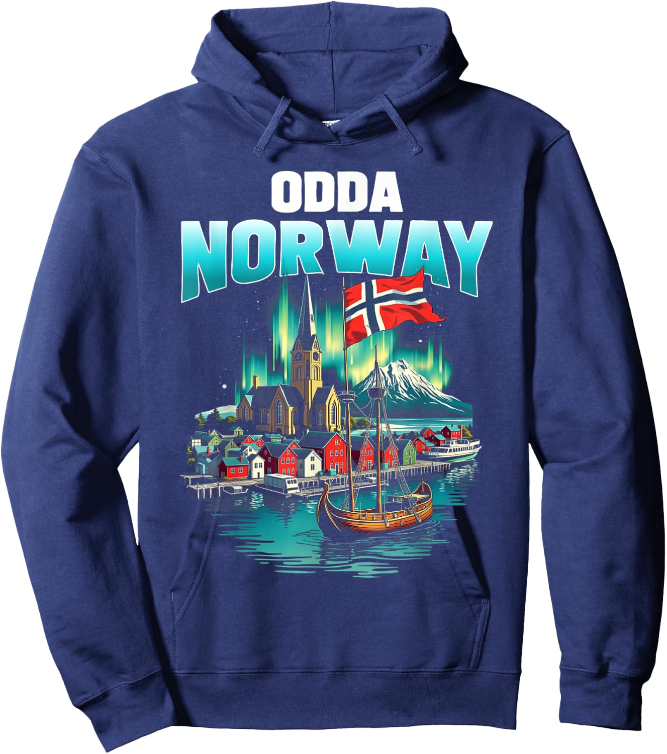 Odda Norway Flag Travel Souvenir Norwegian Hoodie - Hoodie | Navy