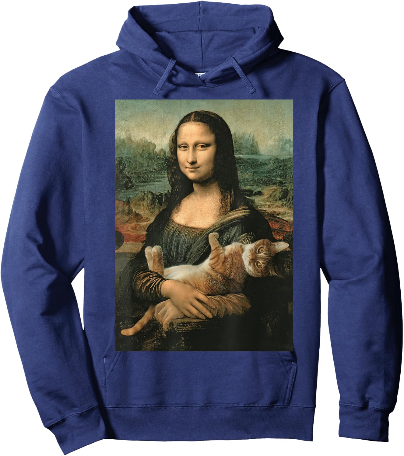 Mona Lisa With Orange Cat Funny Art Painting Hoodie - Hoodie | Navy