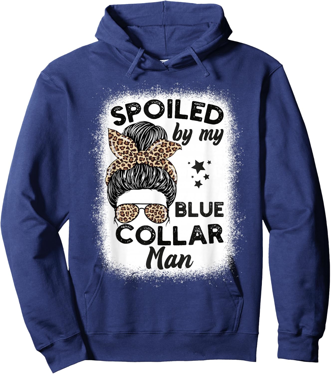 Spoiled By My Blue Collar Man Messy Bun Hoodie - Hoodie | Navy