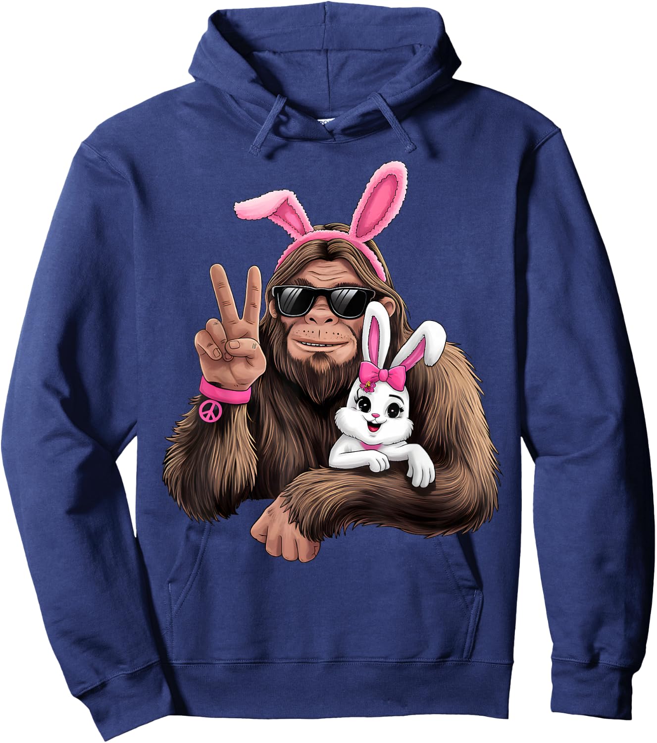 Funny Bigfoot Bunny Easter Day Sasquatch Hoodie - Hoodie | Navy