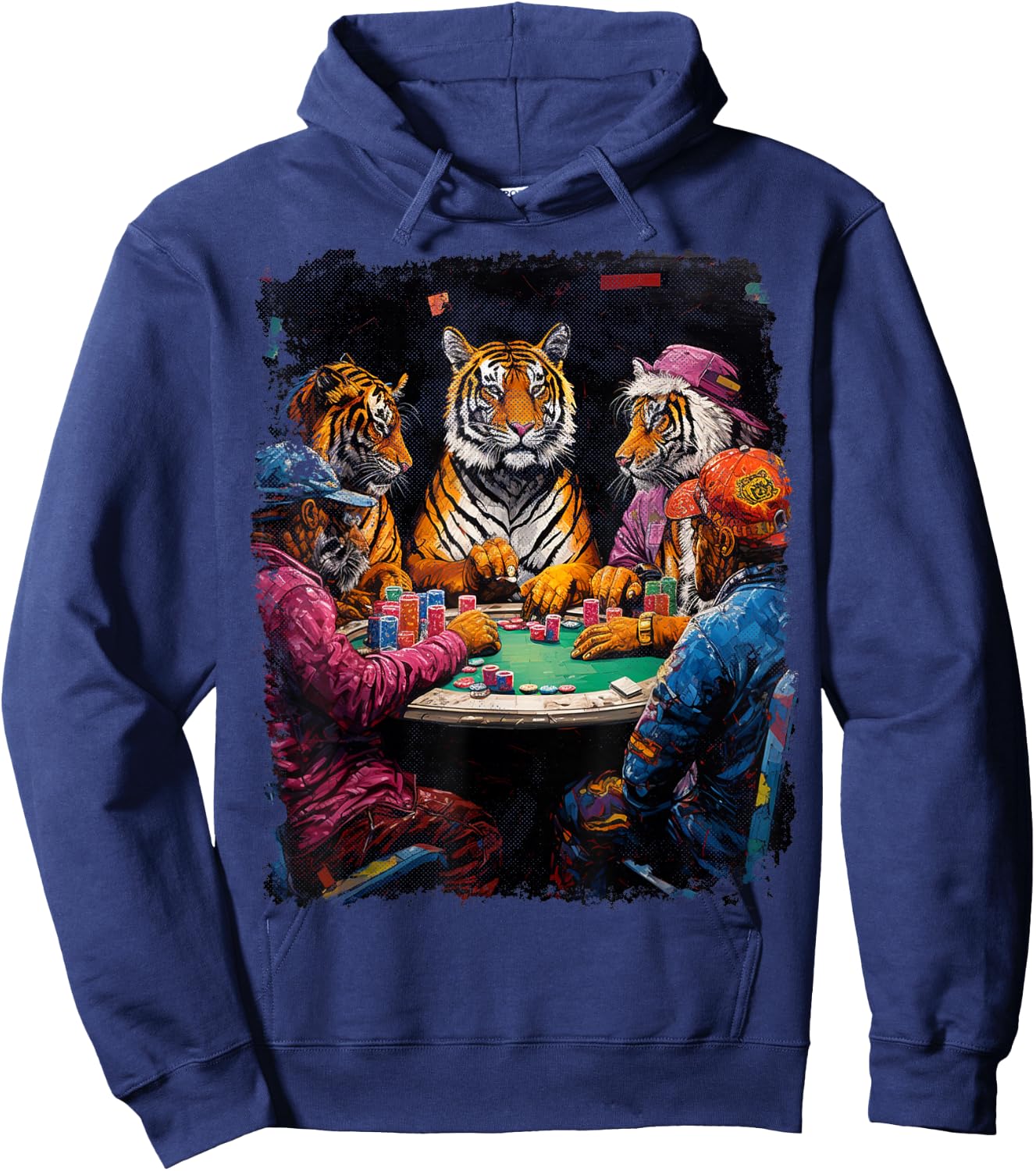 Funny Tiger Animal Playing Poker Hoodie - Hoodie | Navy