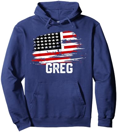 GREG USA Flag Personalized 4th of July GREG Hoodie - Hoodie | Navy