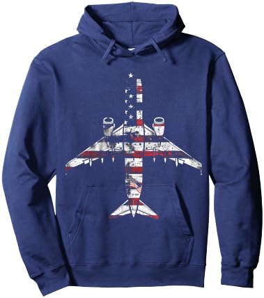 Airplane Pilot American Flag USA Patriotic Hoodie - Hoodie | Navy
