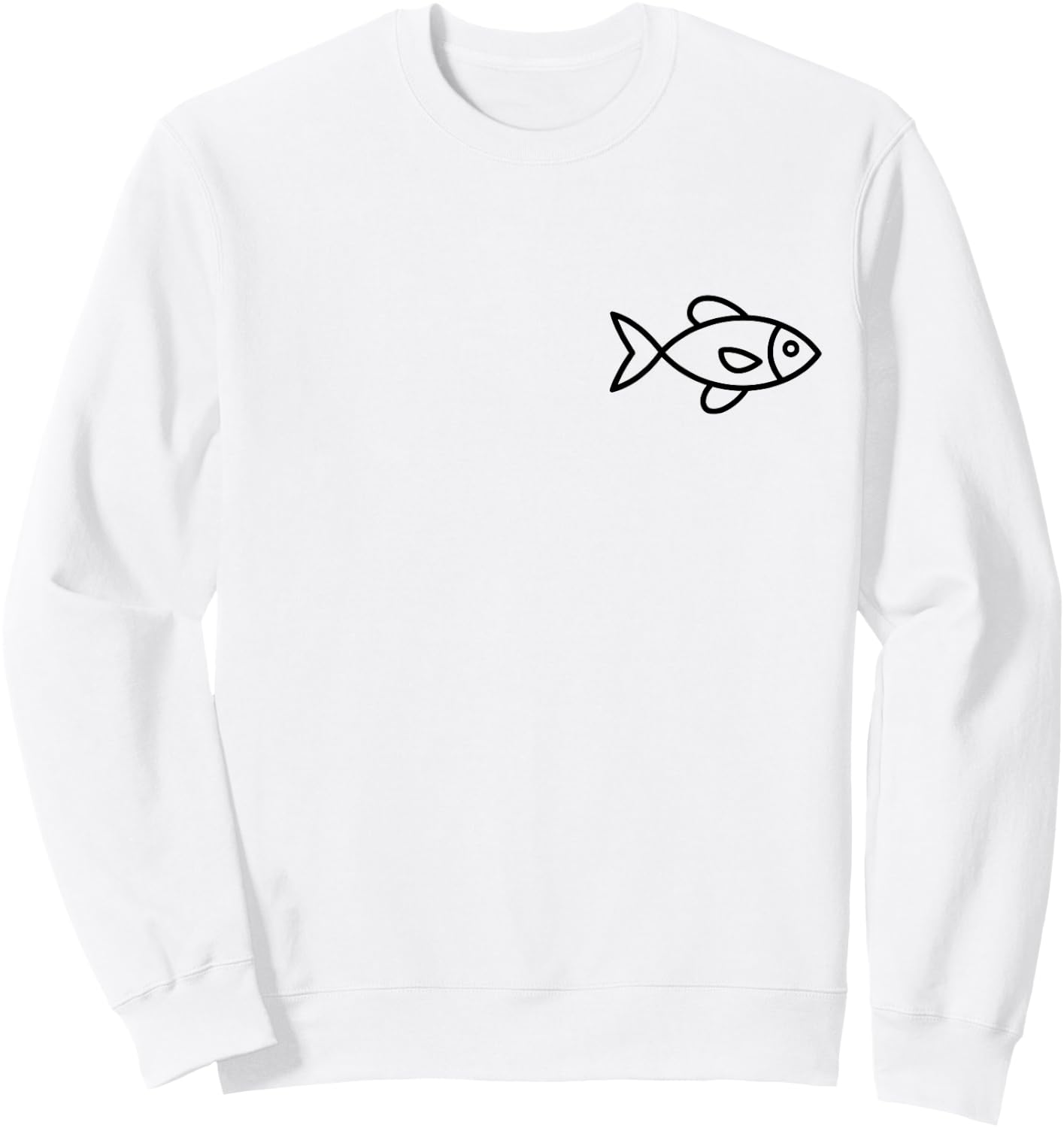 Minimalist Fish Badge Fish Lover Sweatshirt - Sweatshirt | White
