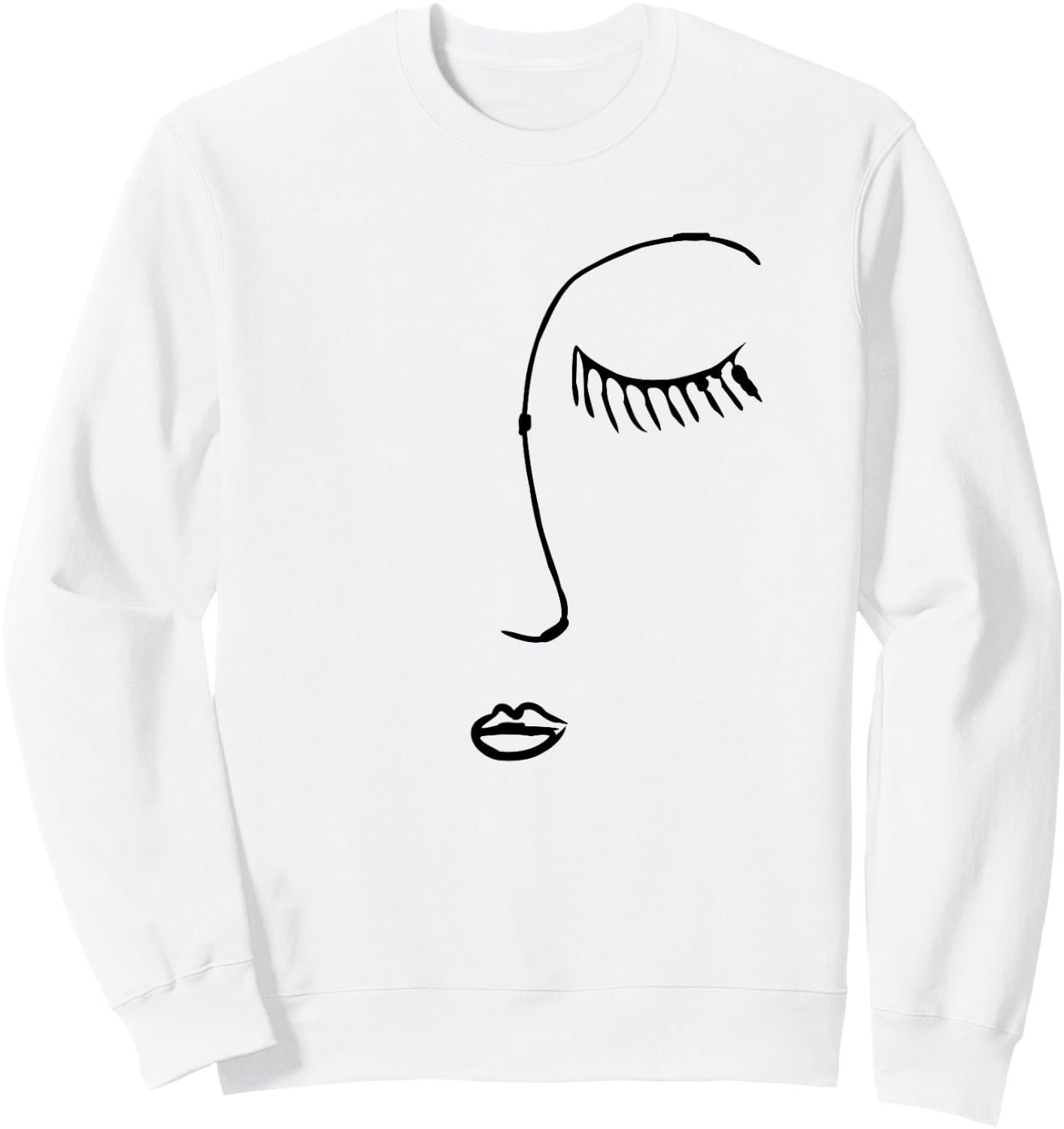 Portrait Line Drawing Sketch Face Abstract Art Sweatshirt - Sweatshirt | White