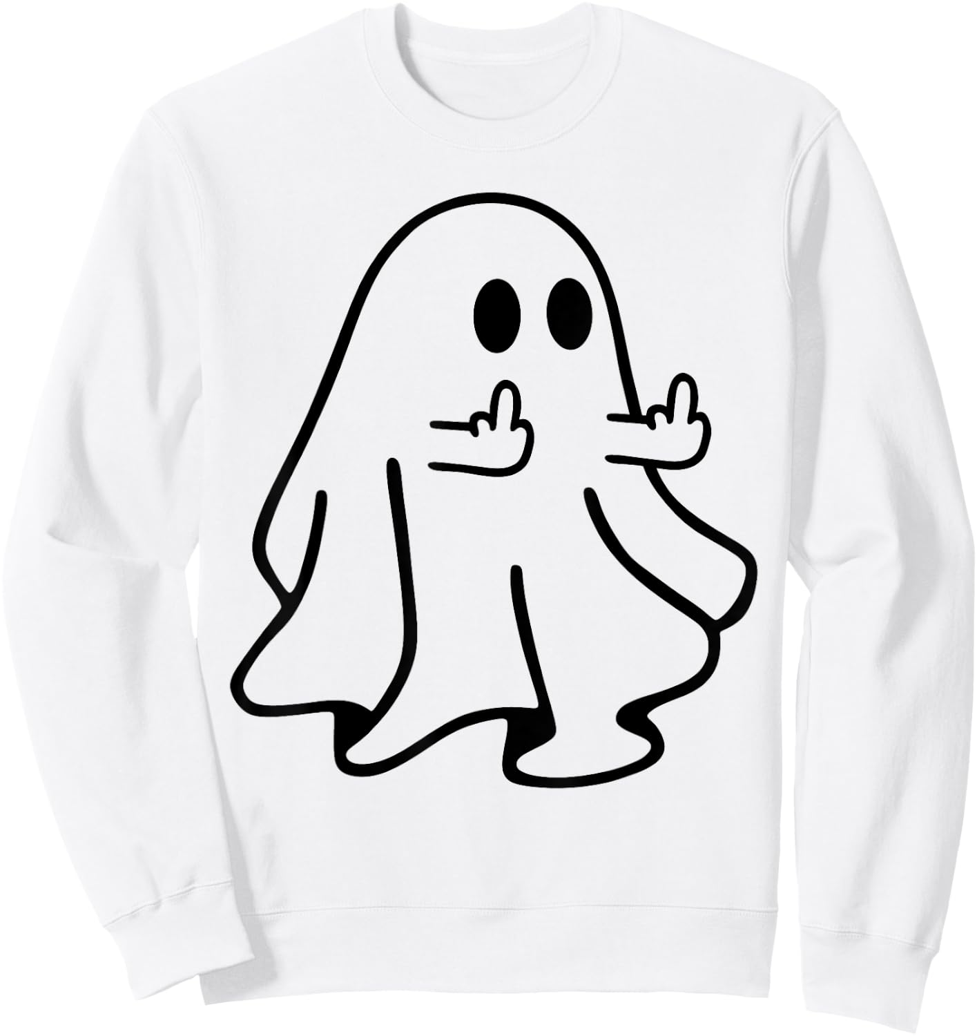 Boo Ghost Middle Finger Funny Halloween Costume Adult Joke Sweatshirt - Sweatshirt | White