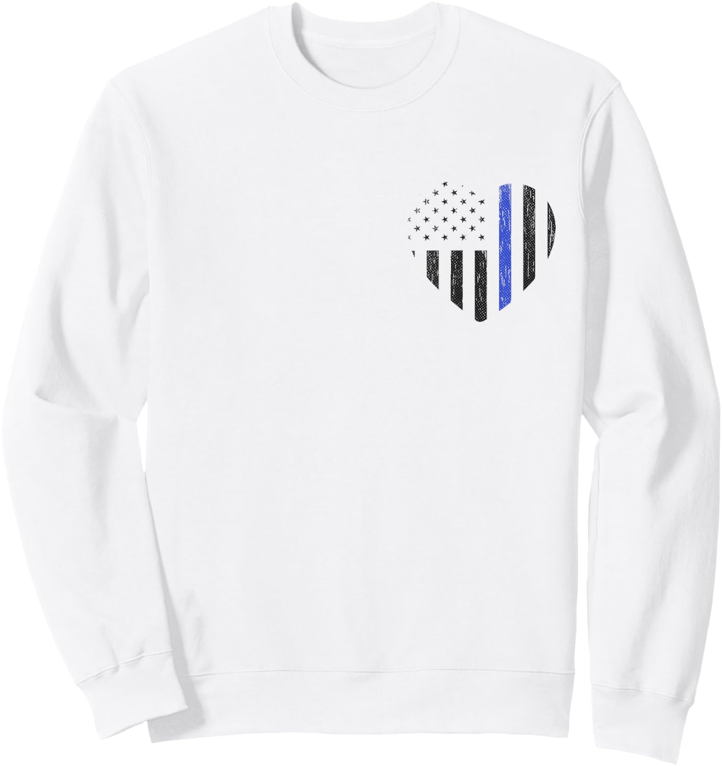 Thin Blue Line Heart Shirt Police Wife Girlfriend Mom Gift Sweatshirt - Sweatshirt | White