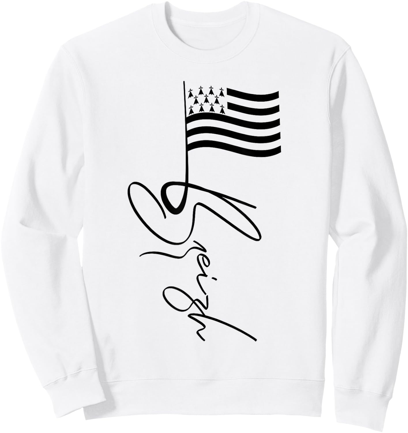 Mast Brittany France Signature Flag Breizh Breton , white, S Sweatshirt - Sweatshirt | White