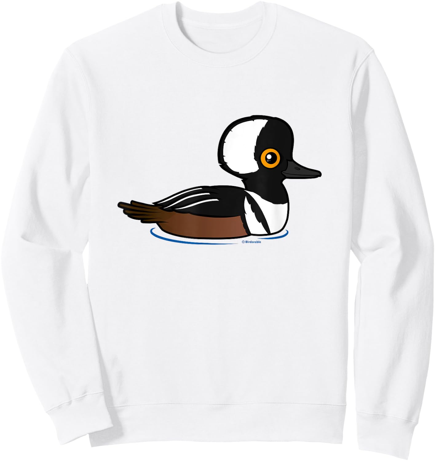 Cute Cartoon Hooded Merganser Fun Birdorable Waterfowl Duck Sweatshirt - Sweatshirt | White