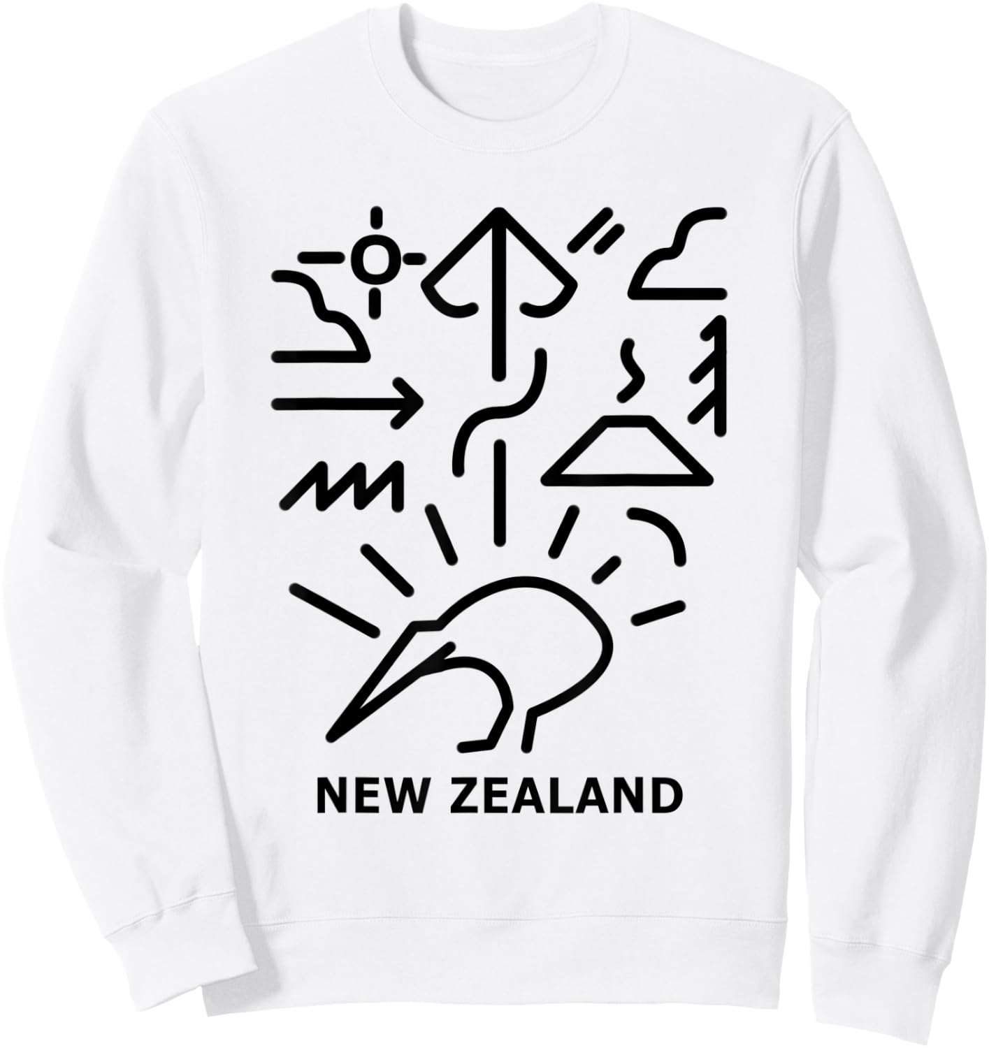 Minimalism New Zealand Kiwi Trendy Modern Maori Designs Sweatshirt - Sweatshirt | White