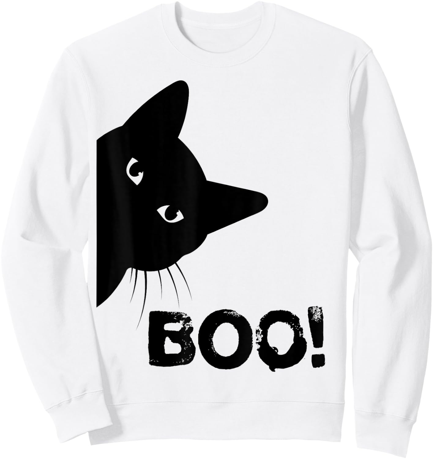 Boo! | Funny Hiding Peekaboo Scary Halloween Cat Sweatshirt - Sweatshirt | White