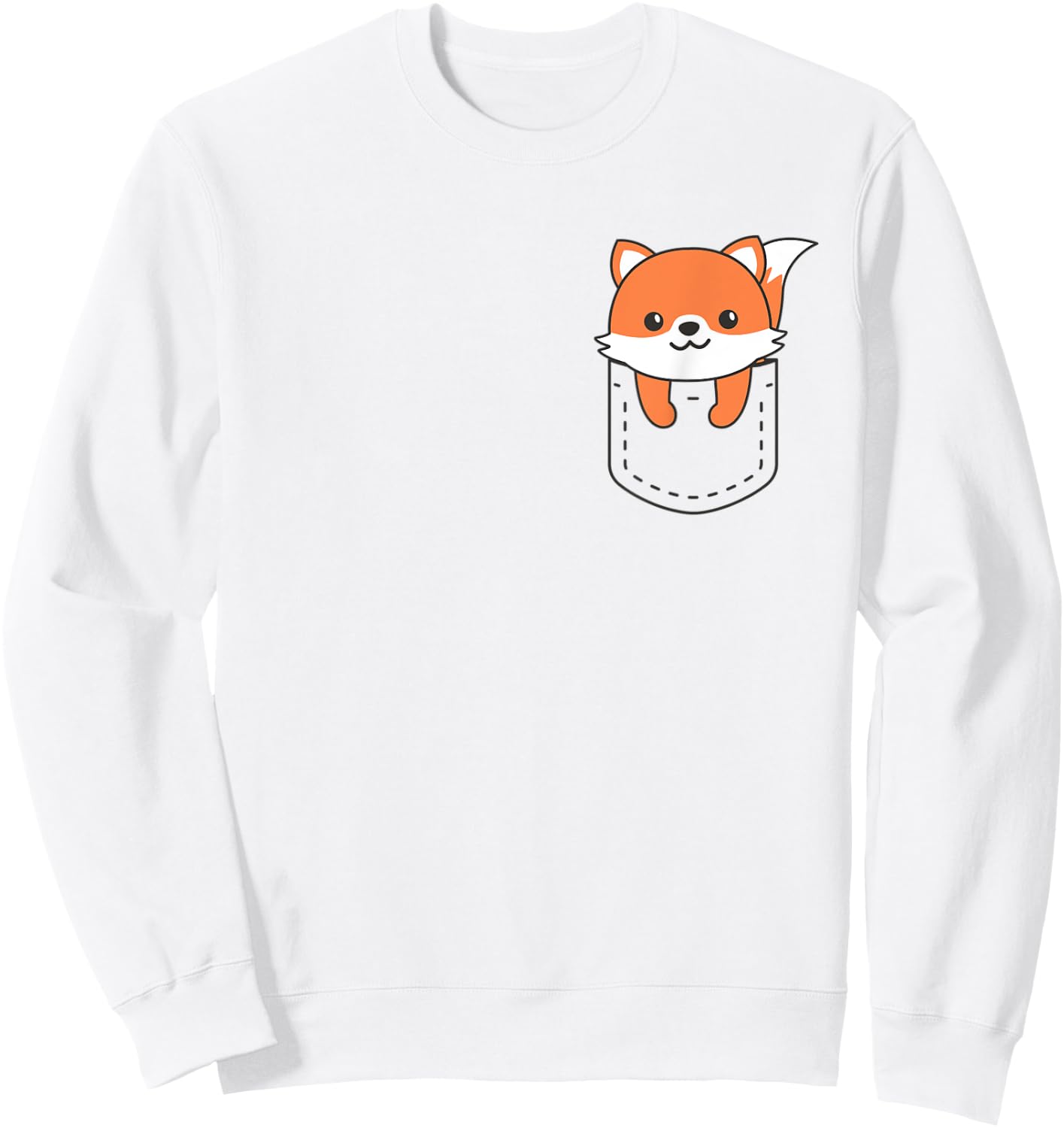 Fox In Pocket Funny Cows In Breast Pocket Cute Fox Sweatshirt - Sweatshirt | White
