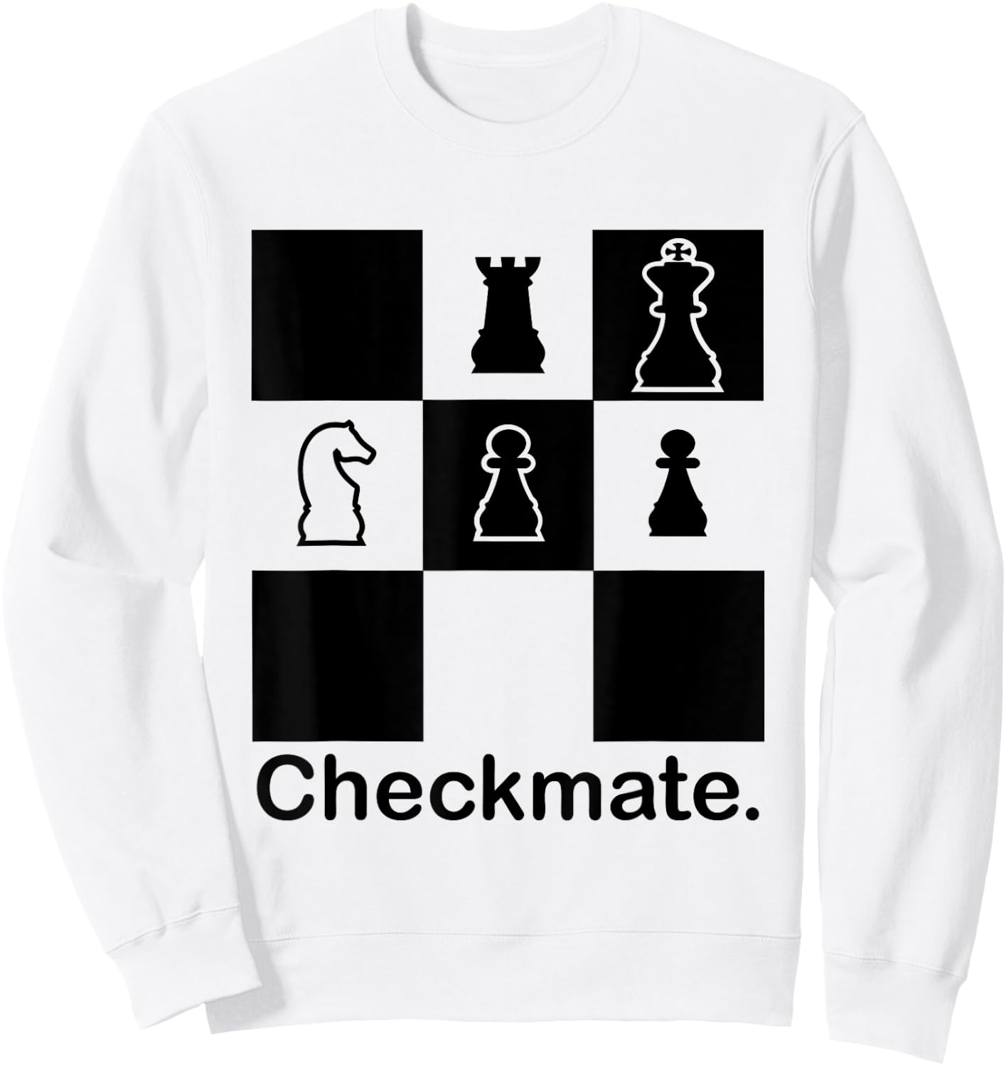 Checkmate White Knight Black King Rook Pawn Pieces - Chess Sweatshirt - Sweatshirt | White