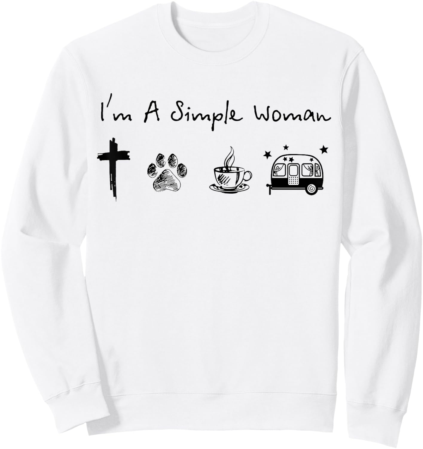 I'm a simple woman jesus dog coffee camping Sweatshirt - Sweatshirt | White