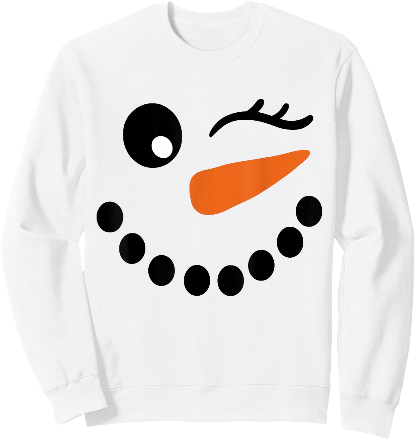 Winter Snowman Face Wink Eye Christmas Xmas For Girl Sweatshirt - Sweatshirt | White