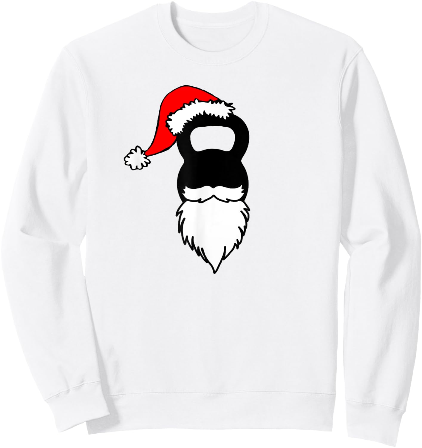 Kettlebell Santa Hat And Beard Christmas Workout Sweatshirt - Sweatshirt | White