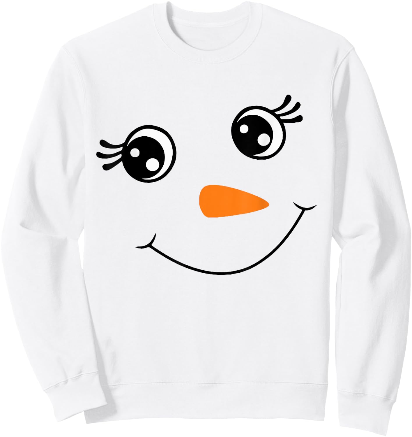 Winter Snowman Face Eyelashes Christmas Xmas For Girl Sweatshirt - Sweatshirt | White
