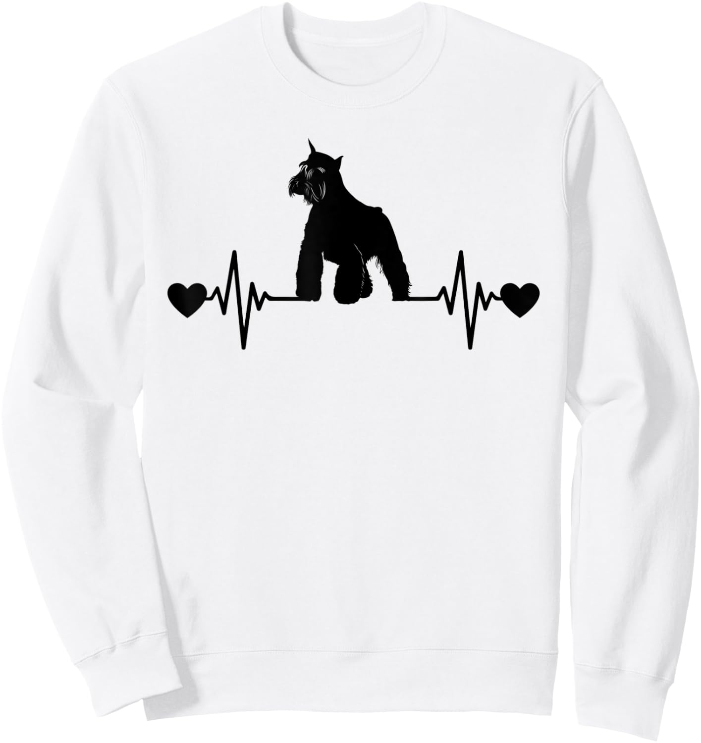 Funny Dog Lover Men Women Heartbeat Miniature Schnauzer Dog Sweatshirt - Sweatshirt | White