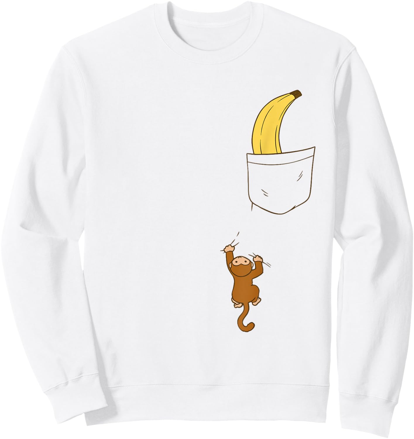 Funny Monkey Climbs A To Get Banana Kids Cute Monkey Sweatshirt - Sweatshirt | White