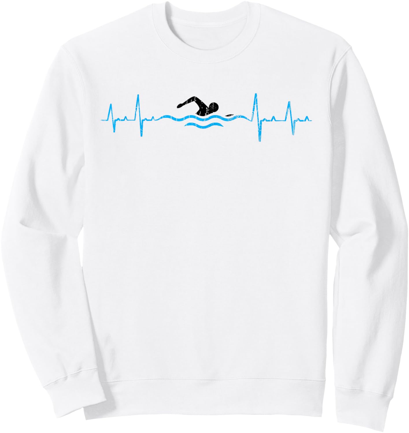 Swimming Heartbeat Funny Swimmer Swim Coach Player Graphic Sweatshirt - Sweatshirt | White